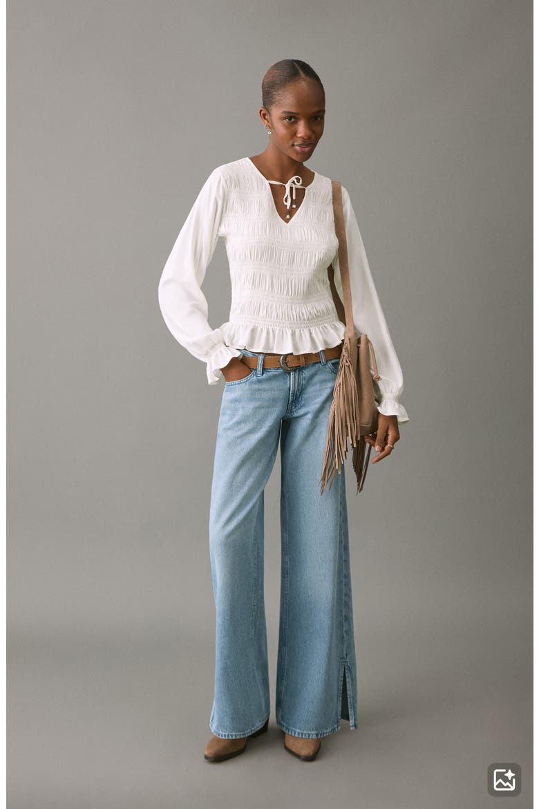 Smock Detail Ruffle Top, Alternate, color, OFF WHITE