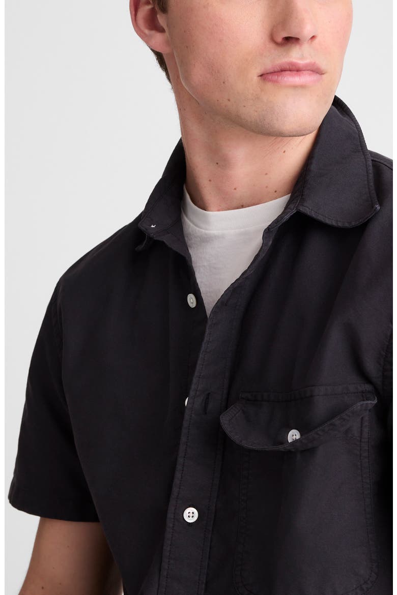 Allday Oxford Single Pocket Short Sleeve Button-Up Shirt, Alternate, color, LICORICE