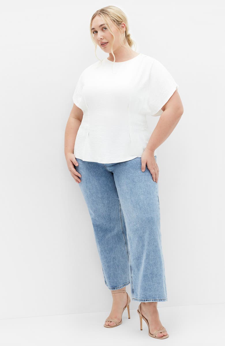 City Chic Cara Peplum Satin Top, Alternate, color, Ivory