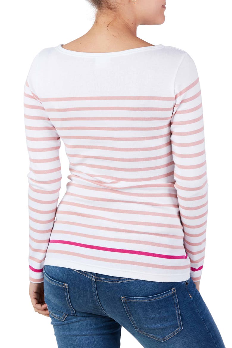 x Armor Lux C'est La Vie Stripe Organic Cotton Maternity Top, Alternate, color, WHITE/ PINK