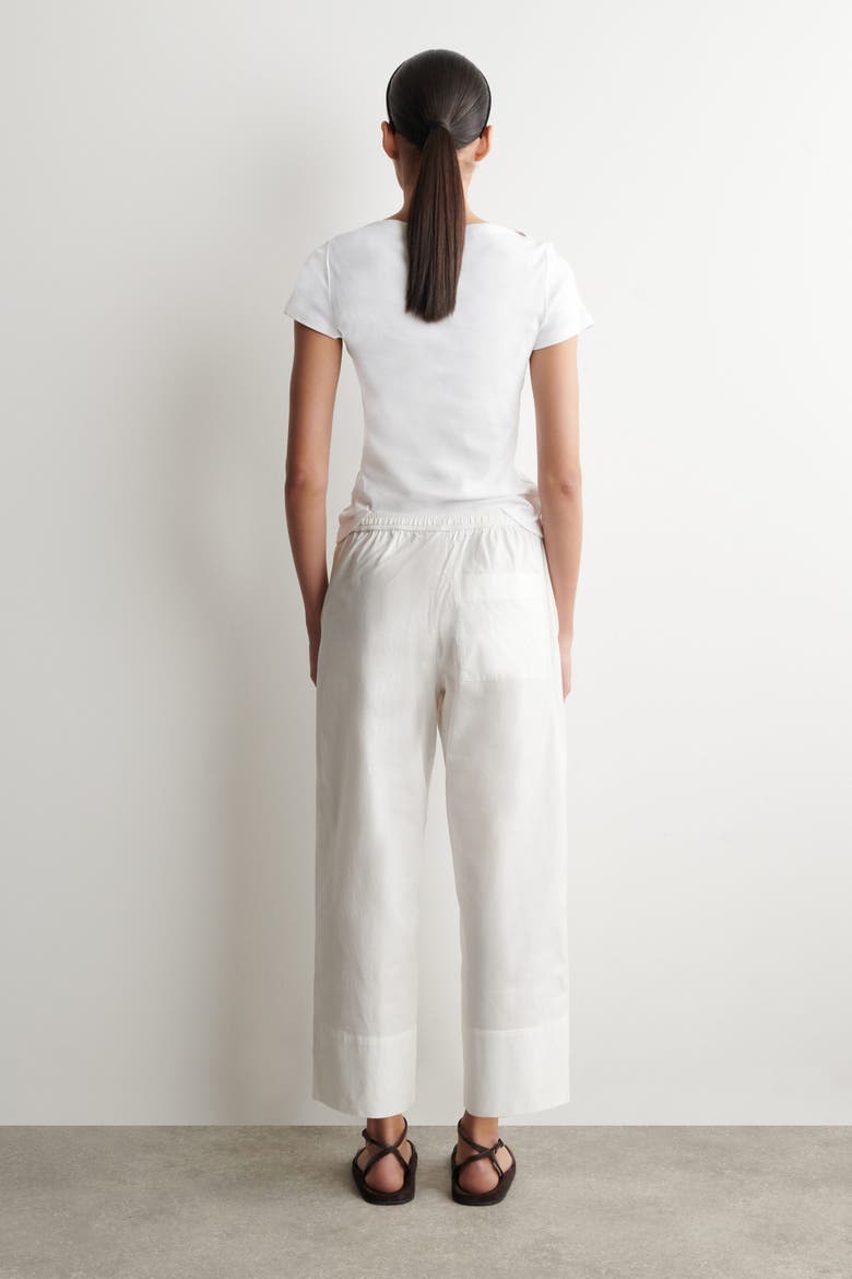 Cotton Straight-leg Drawstring Pants, Alternate, color, WHITE
