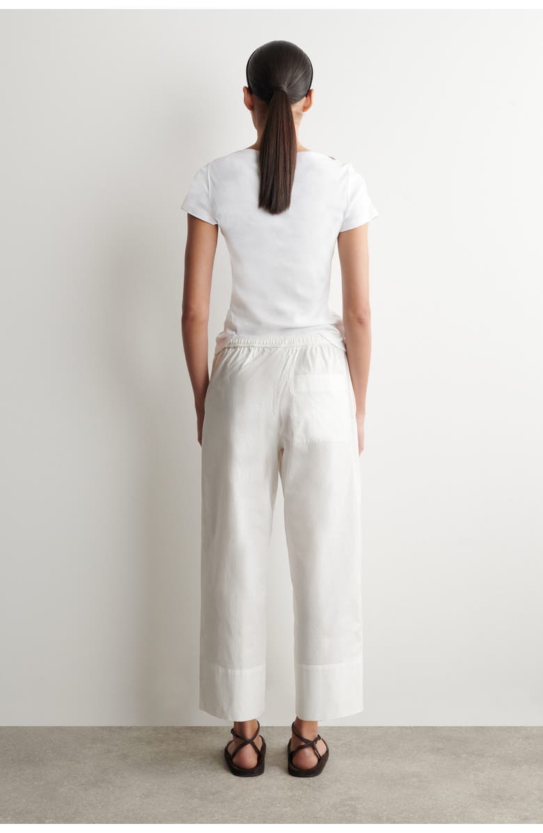 COS Cotton Straight-leg Drawstring Trousers, Alternate, color, White