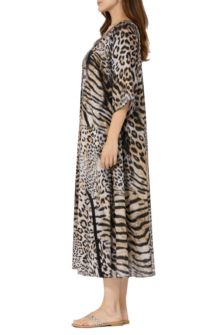 V-Neck Long Caftan, Alternate, color, BROWN