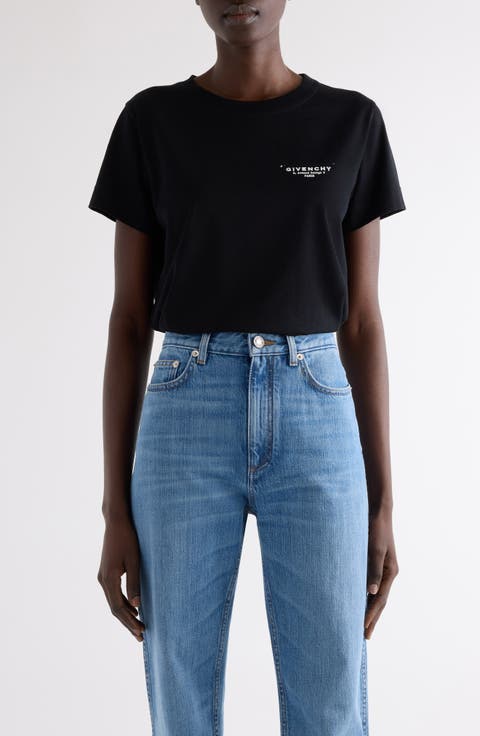 Tシャツ・カットソー GIVENCHY Women Tops BW70C5P729001 Black Givenchy Cropped Tee - Black - Women | BW70C5P729001 | thebs.com