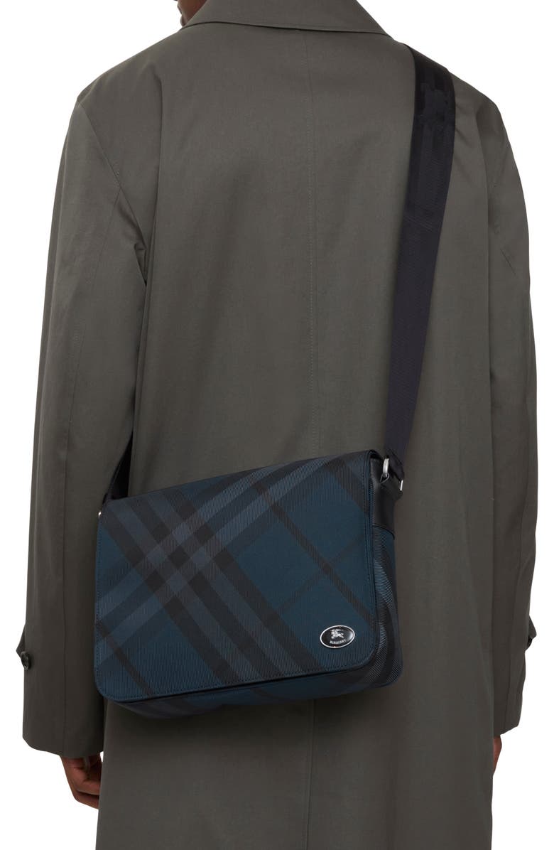Burberry Grid Messenger Bag, Alternate, color, Navy