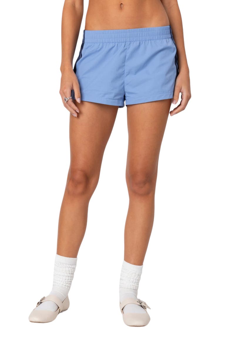 Nikki Stripe Nylon Shorts, Main, color, BLUE
