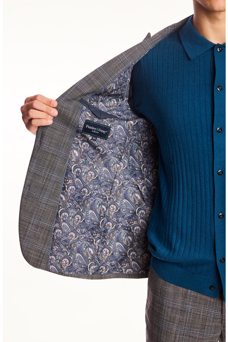 Ashton Slim Fit Gray Plaid Blazer, Alternate, color, BLUE BLACK PLAID