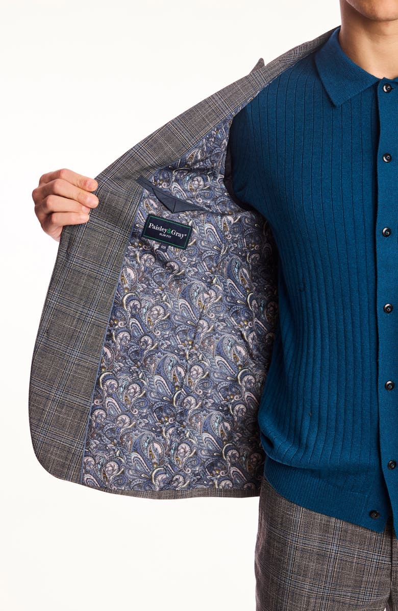 PAISLEY & GRAY Ashton Slim Fit Gray Plaid Blazer, Alternate, color, Blue Black Plaid