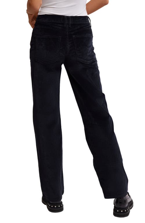 Free People Risk Taker Corduroy Straight Leg Pants In Jet Black