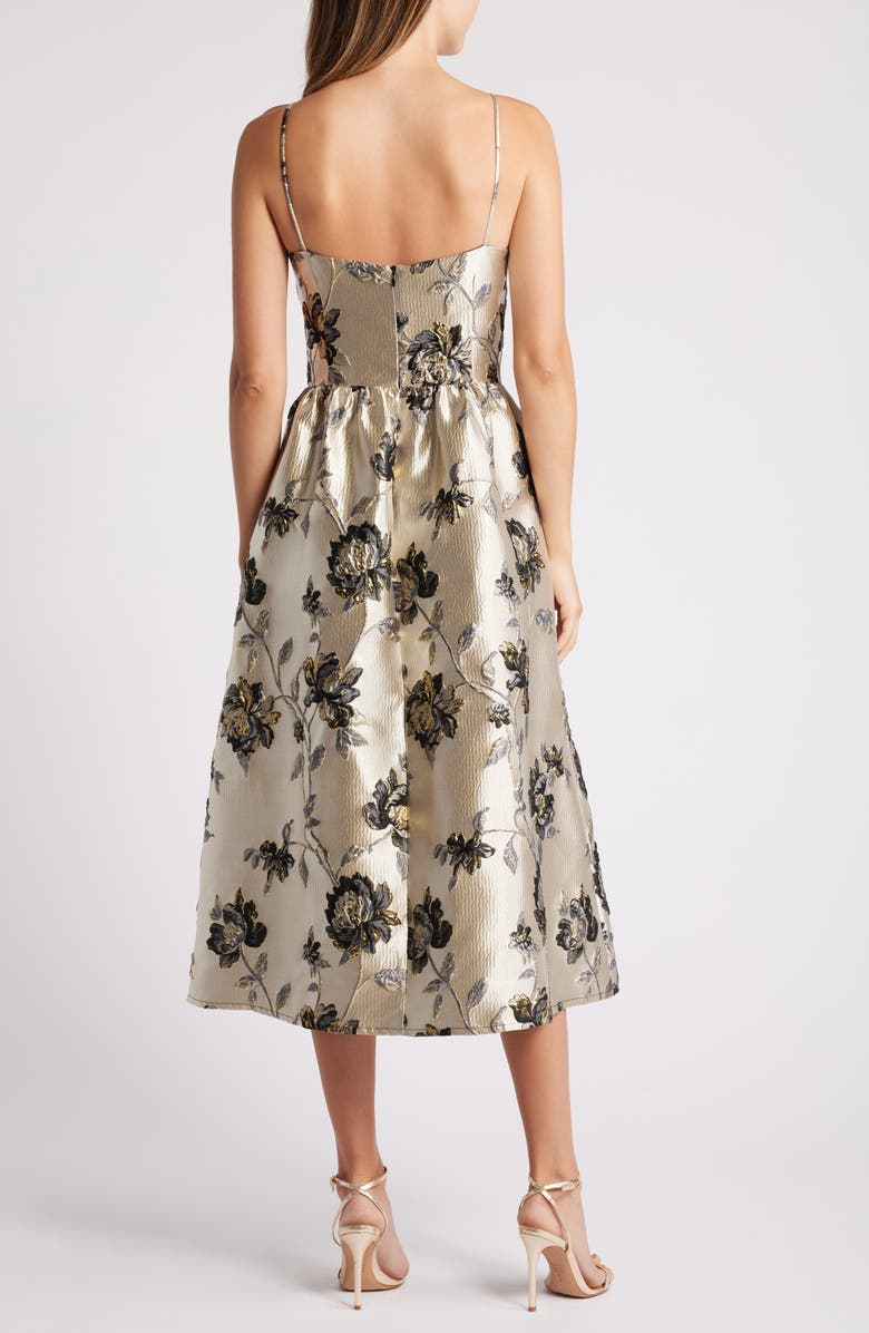 Julia Jordan Metallic Floral Brocade Cocktail Dress, Alternate, color, 