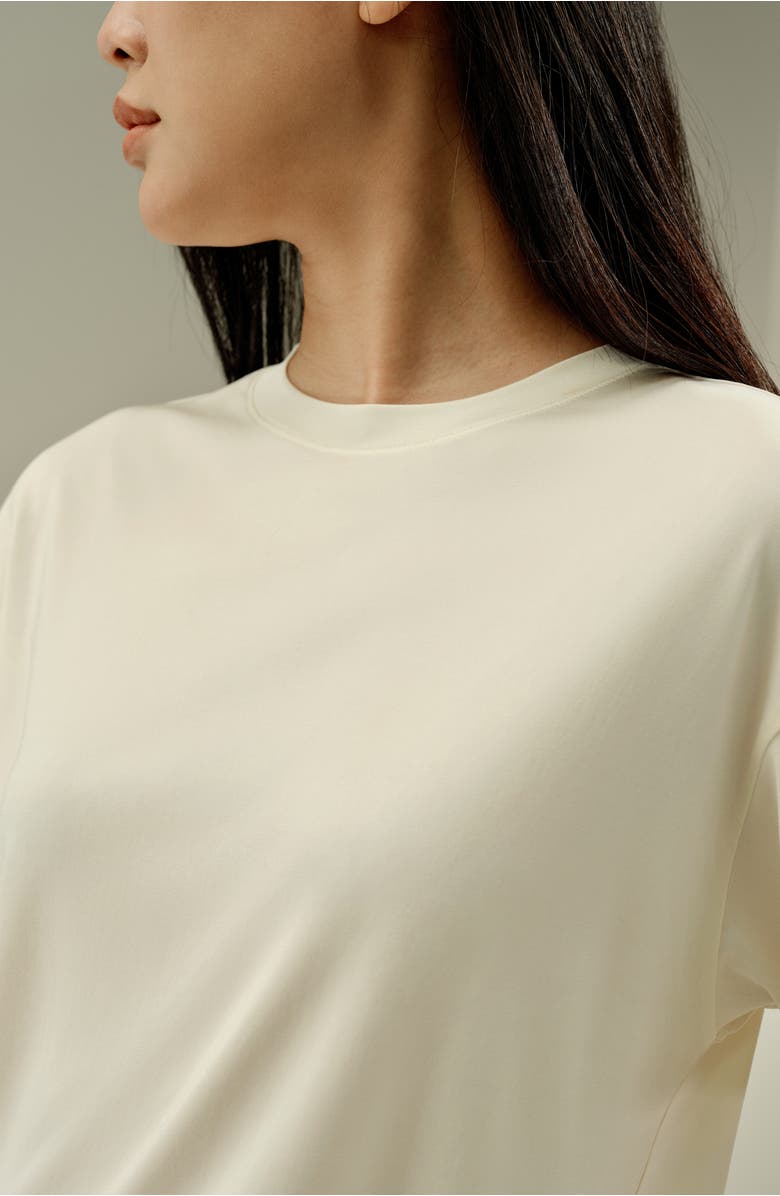 Lilysilk Oversized Silk Jersey Tee, Alternate, color, Lily White