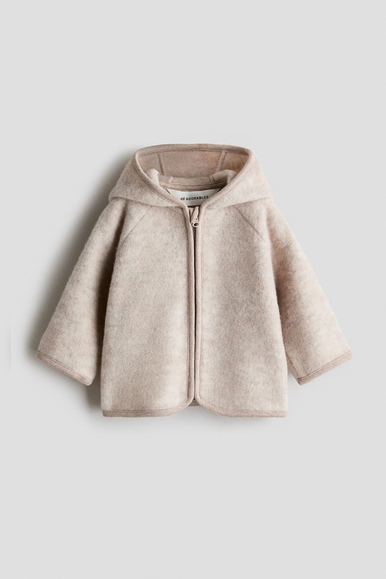 Wool-blend Fleece Cardigan, Alternate, color, Light beige