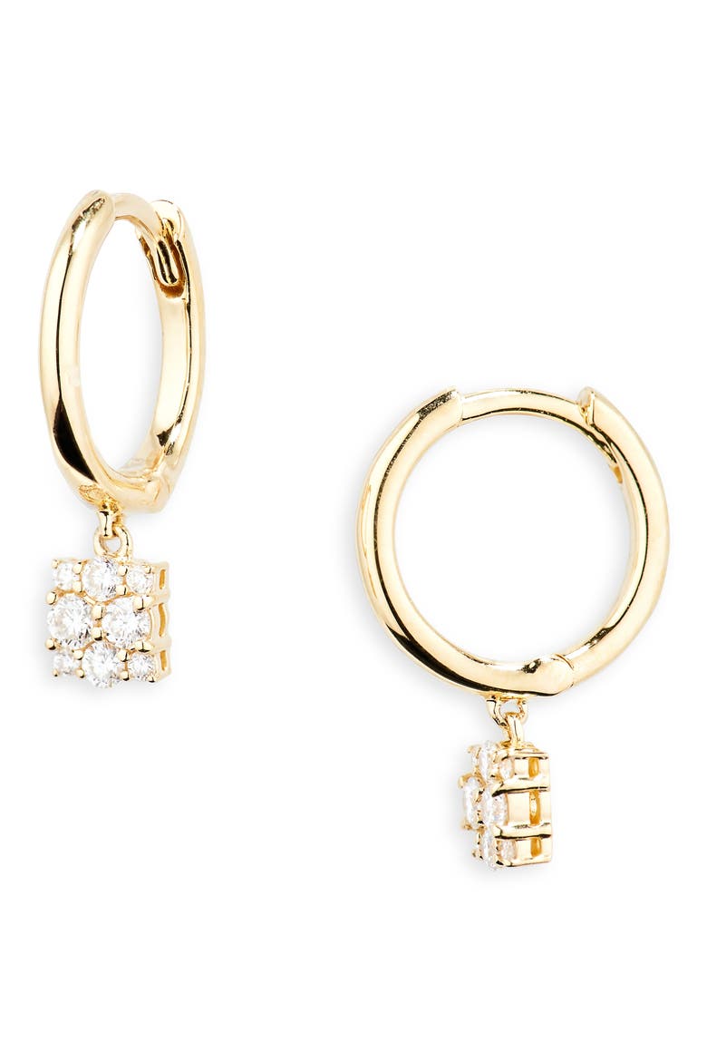 Mika Diamond Drop Huggie Hoop Earrings (Nordstrom Exclusive), Main, color, 18K YELLOW GOLD