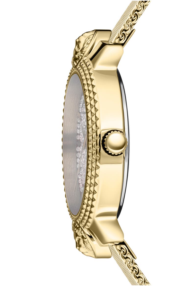 Mouffetard Swarovski Crystal Embellished Mesh Strap Watch, 38mm, Alternate, color, GOLD