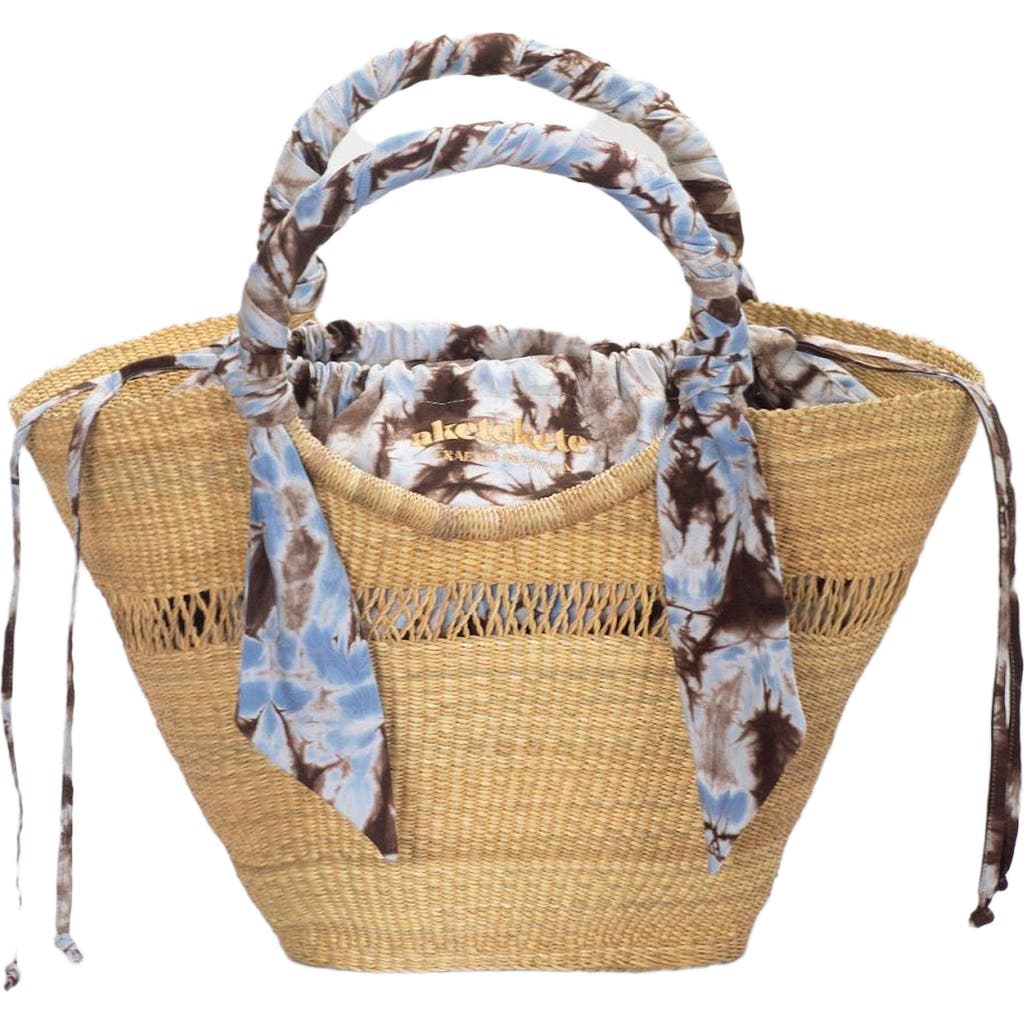 Aketekete Butterfly Bag Medium in Natural W/Light Blue  product