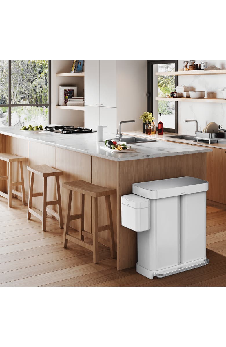 simplehuman 58L recycler rectangular step can, Alternate, color, White