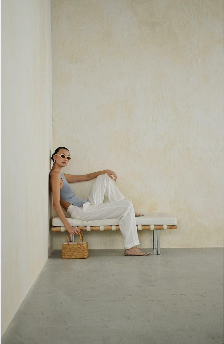 WeWoreWhat High Straight Neck Top, Alternate, color, Dusty Blue