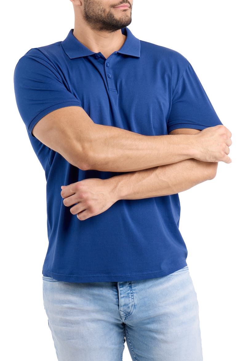 Stretch Cotton Rib Polo, Alternate, color, TRUE/ BLUE
