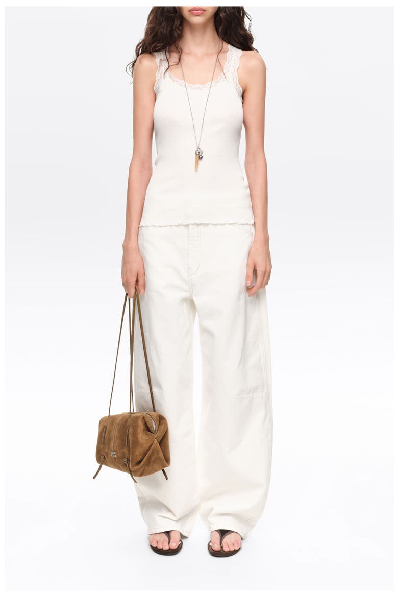 Denim Barrel Leg Trousers with  5-Pockets, Alternate, color, WHITE