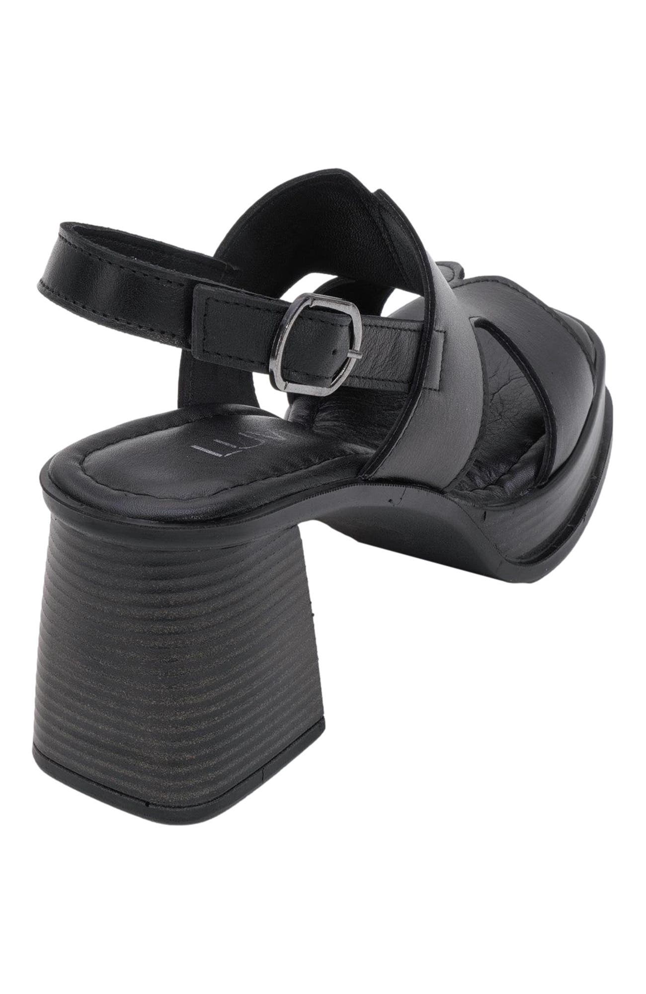 Forever & Always Shoes Zennia Leather Platform Sandal, Alternate, color, Black Leather