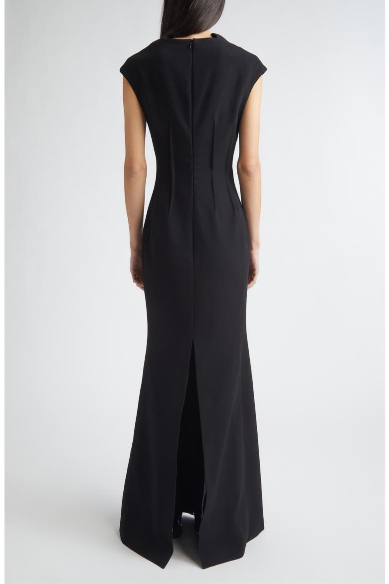 Double Face Crepe Trumpet Gown, Alternate, color, BLACK