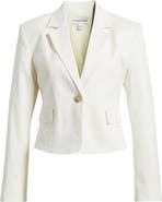 Nordstrom Crop One-Button Linen Blend Blazer