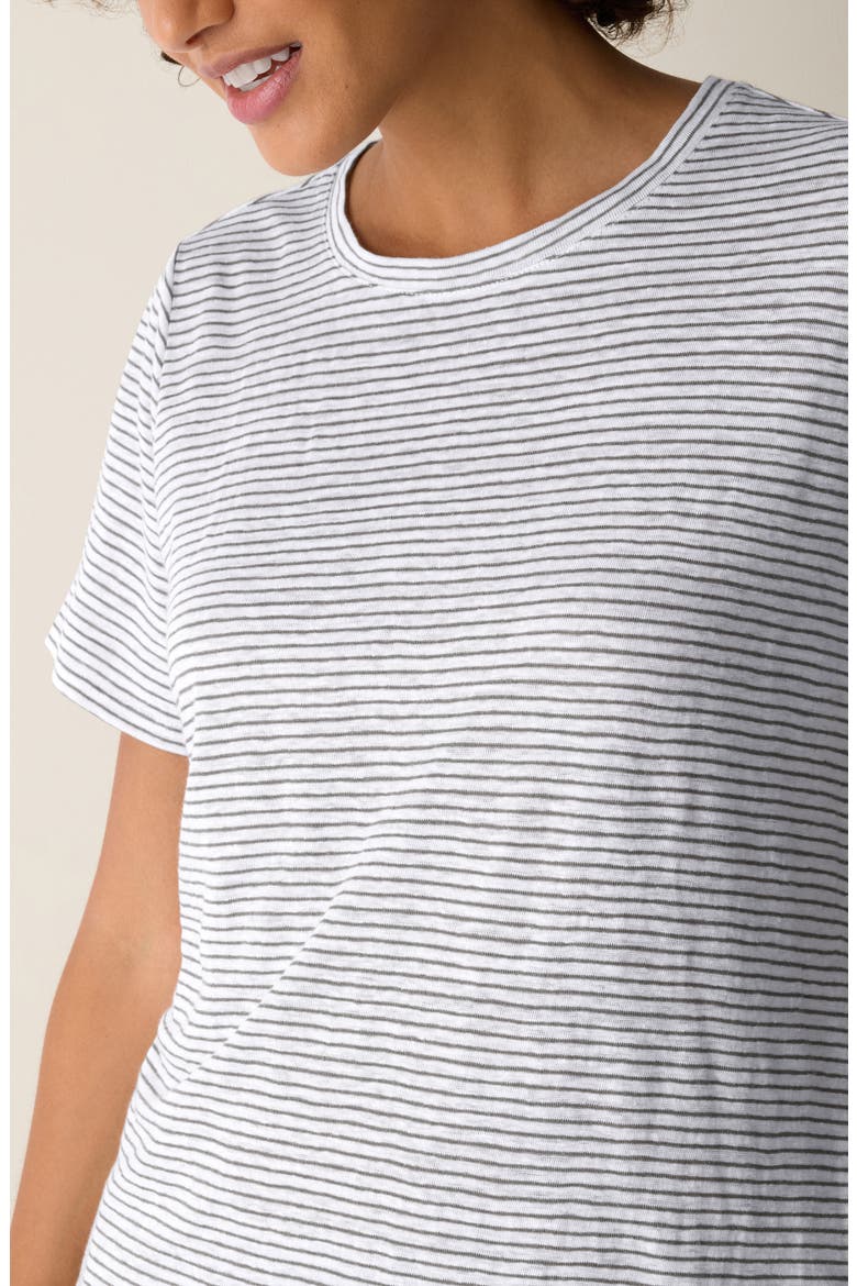 Stripe Organic Linen T-Shirt, Alternate, color, BAY LEAF