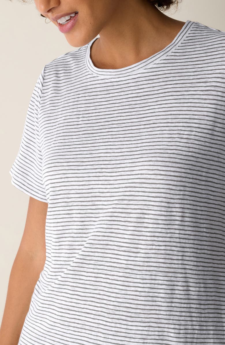Eileen Fisher Stripe Organic Linen T-Shirt, Alternate, color, Bay Leaf