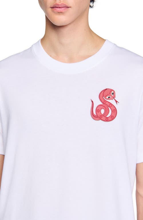 Sandro T-shirt With Snake Detail In Optic White