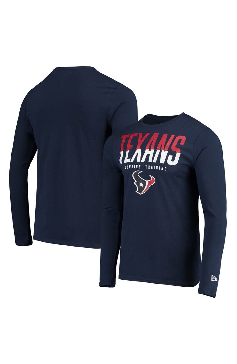 New Era Men's New Era Navy Houston Texans Combine Authentic Split Line Long Sleeve T-Shirt, Main, color, Navy