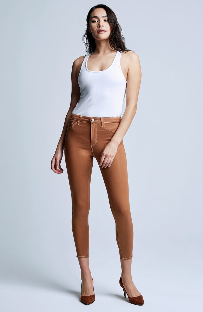 L'AGENCE Margot Coated Crop Jeans, Alternate, color, 