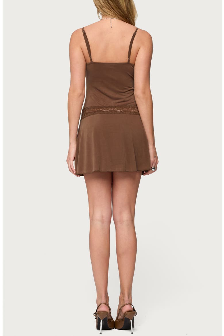 Zurie Lacy Jersey Minidress, Alternate, color, BROWN