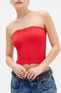 BDG Urban Outfitters Floral Knit Crop Bandeau Top