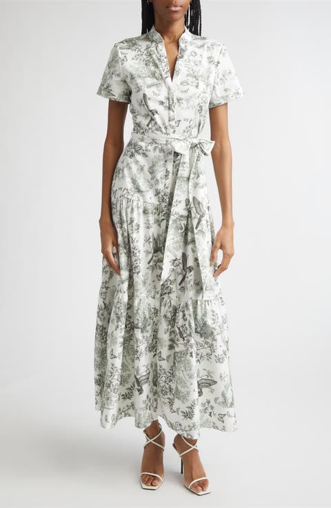 Lucy Toile Print Belted Maxi Shirtdress