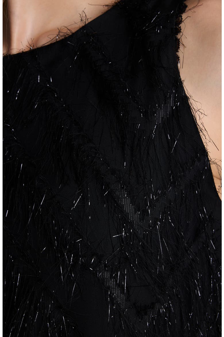 Fringe Racerback Midi Sheath Dress, Alternate, color, BLACK
