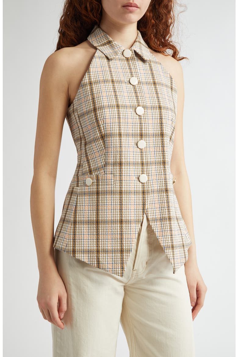Orlinda Plaid Seersucker Vest, Main, color, DARK STONE MULTI