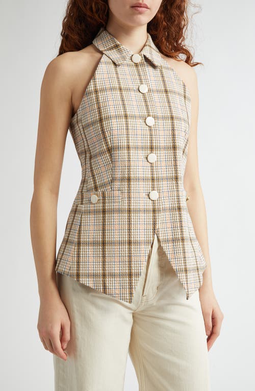 Veronica Beard Orlinda Plaid Seersucker Vest In Dark Stone Multi