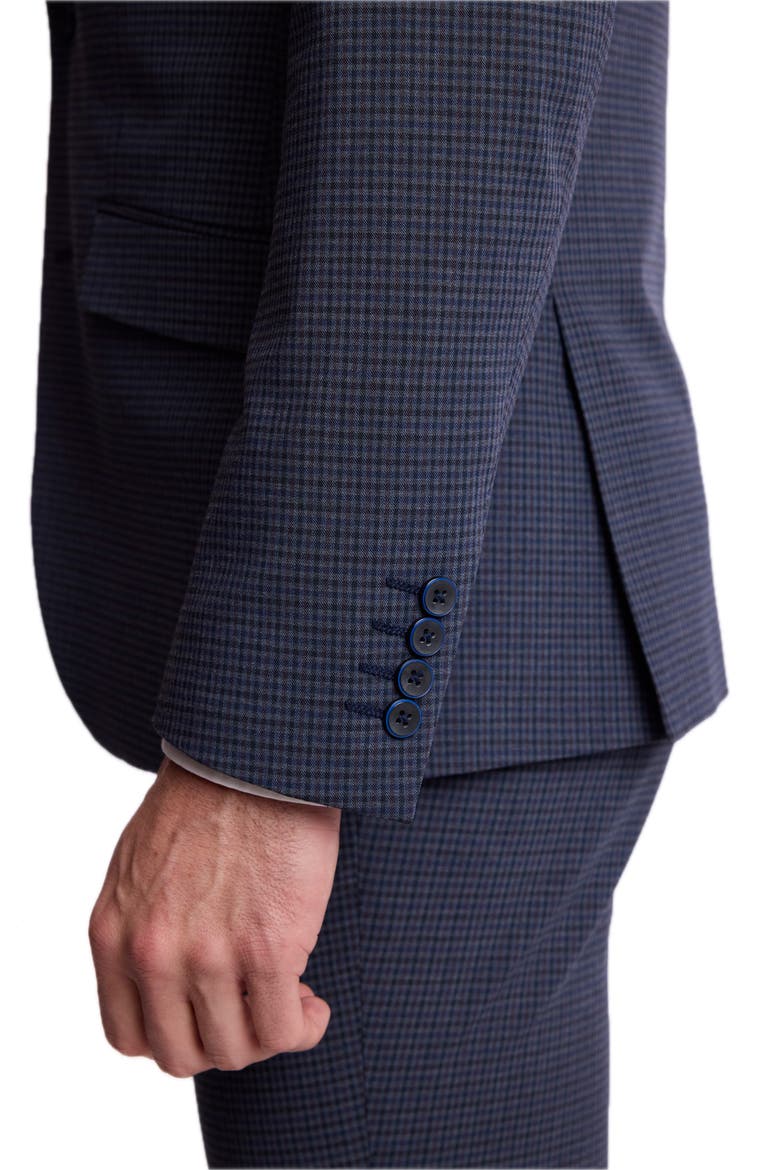Ashton Slim Peak Suit Jacket, Alternate, color, NAVY BURGUNDY GINGHAM