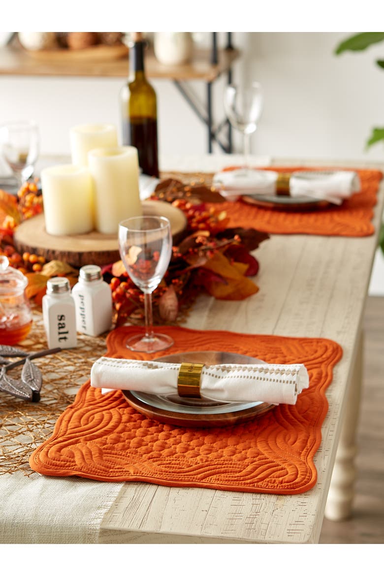 Quilted Farmhouse Placemat Set/6, Alternate, color, Pumpkin Spice