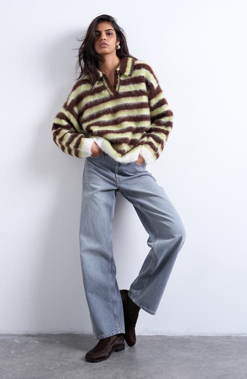Topshop Fluffy Polo Sweater In Multi
