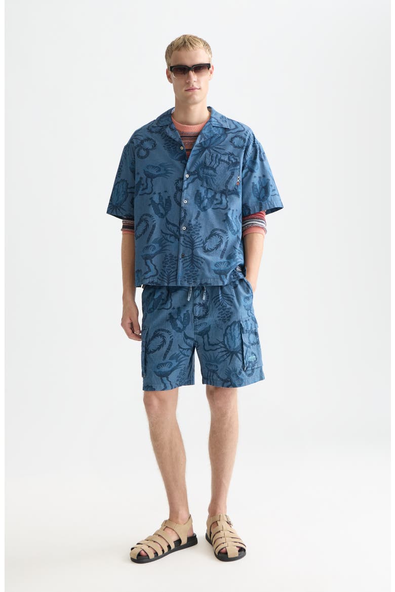 Chambray Cargo Shorts, Alternate, color, DESERT FLORAL INDIGO