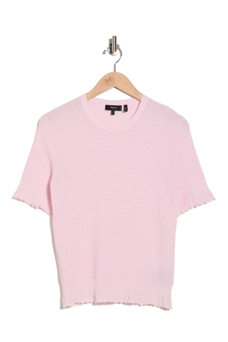 Bristol Lace Trim Waffle Knit Sweater Top, Alternate, color, SOFT PINK