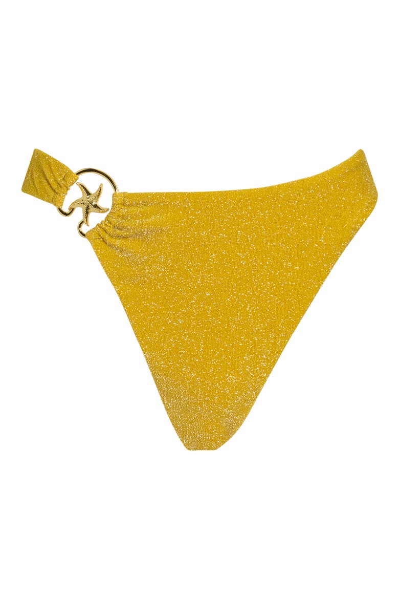 Dive In High Waist Bikini Bottoms, Alternate, color, GOLD FLAKE