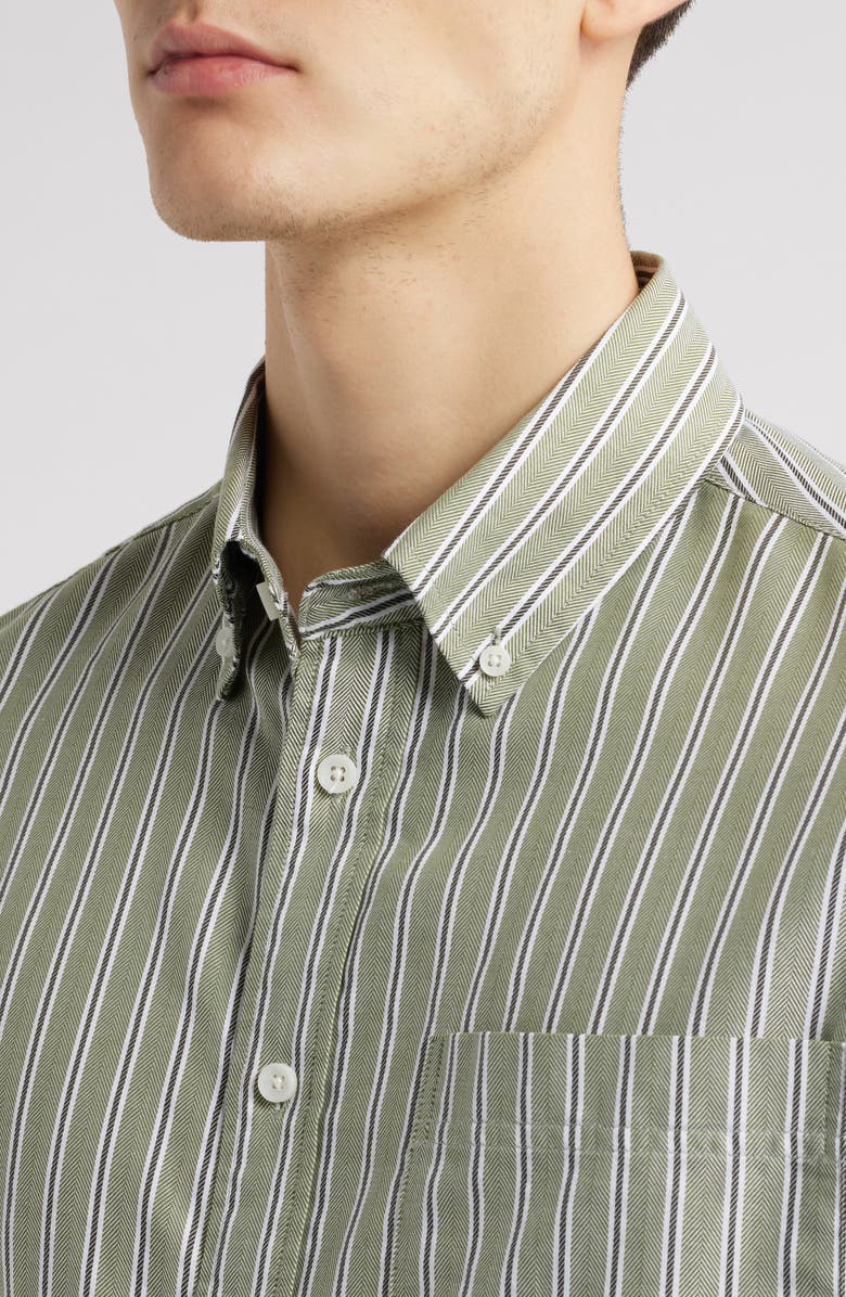 Les Deux Kolton Stripe Herringbone Cotton Poplin Button-Down Shirt, Alternate, color,