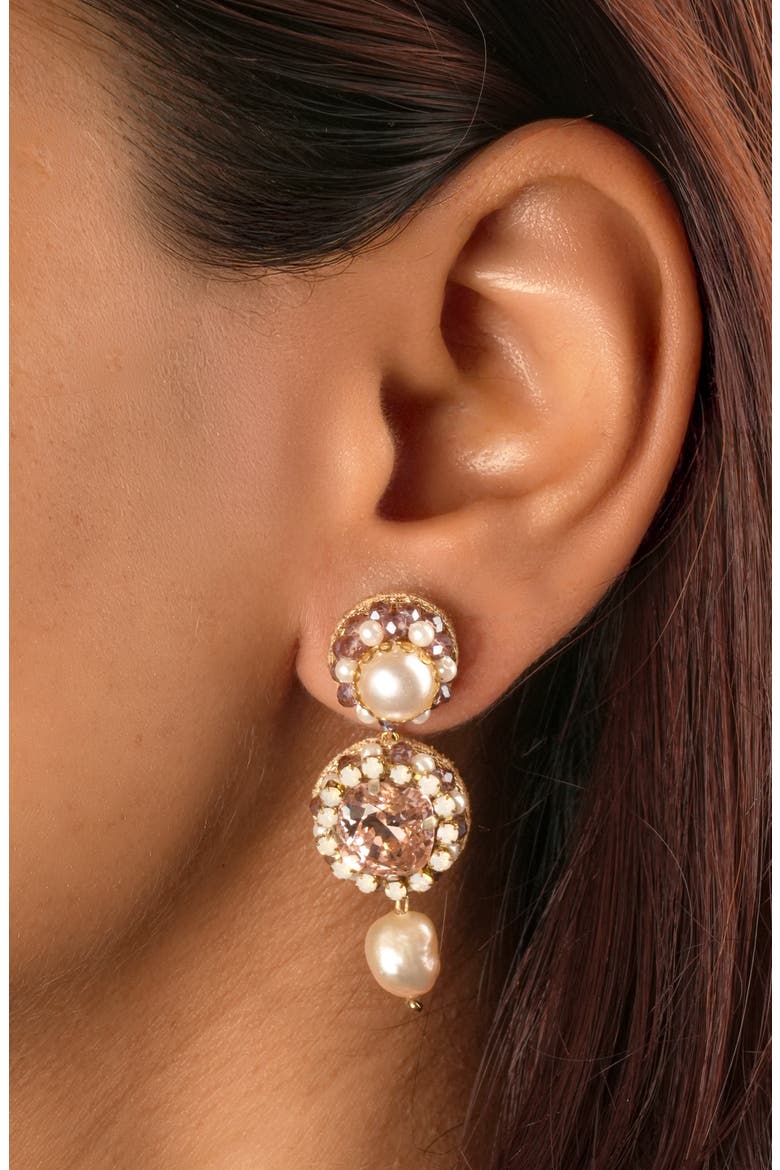 Mukta Drop Earrings, Alternate, color, DUSTY PINK