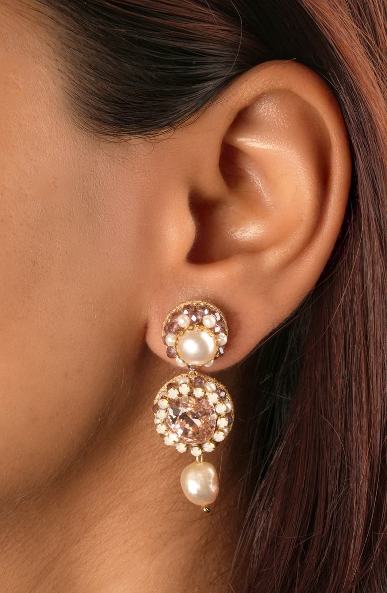 Deepa Gurnani Mukta Drop Earrings, Alternate, color, Dusty Pink