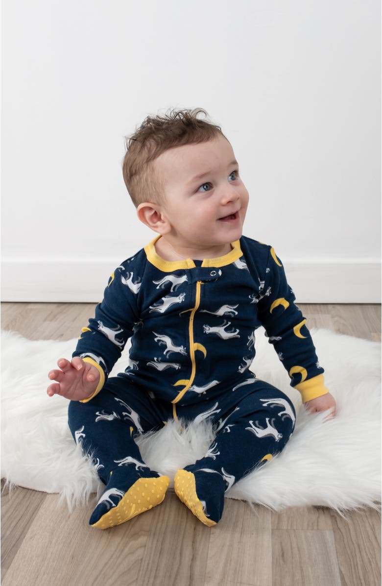 Leveret Footed Printed Cotton Matching Family Pajamas, Animal Kingdom Prints, Alternate, color, Wolf