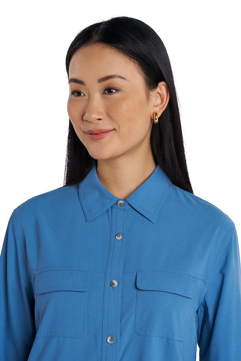 Women's Mylitta Travel Long Sleeve Shirt, UPF 50+ Sun Protection, Alternate, color, Blue Dusk