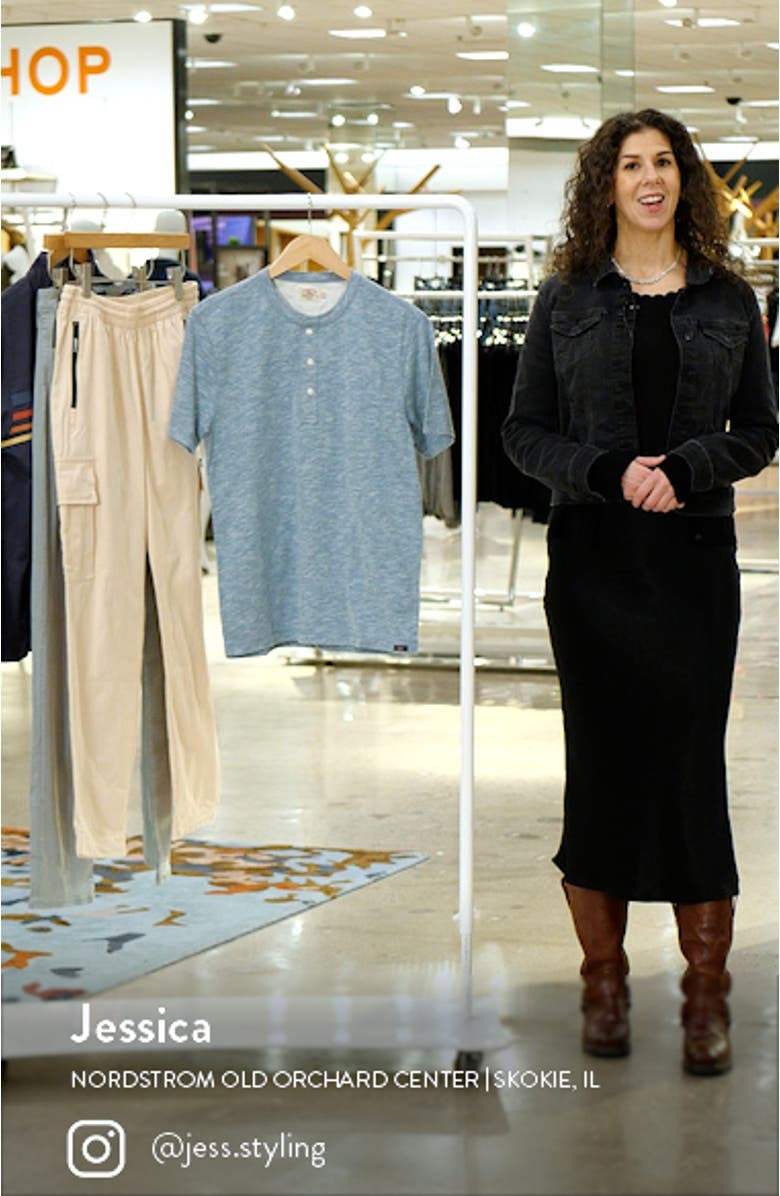 Short Sleeve Heathered Cotton Blend Henley, sales video thumbnail