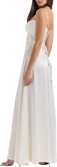 Anabella Lace-Up Satin Gown
